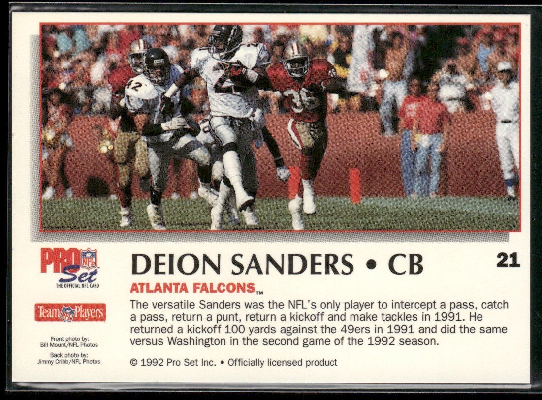 Deion Sanders Player Lot Bundle 10 Different Football Cards DS002 Falcons 49ers back