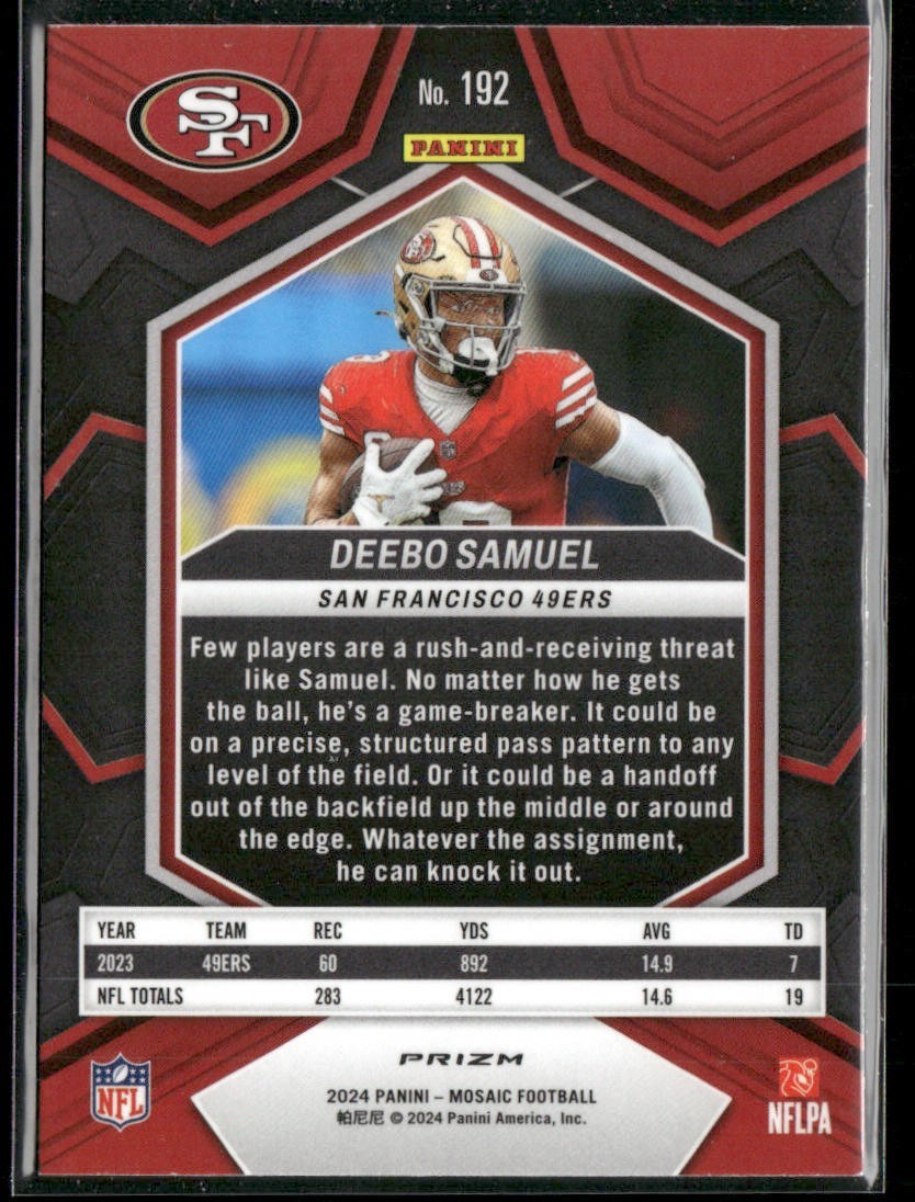 Deebo Samuel Player Lot Bundle 10 Different Football Cards DS001 San Fran 49ers back