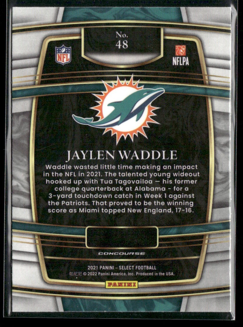 Jaylen Waddle Player Lot Bundle 10 Different Football Cards JW003 Dolphins 2 RC back