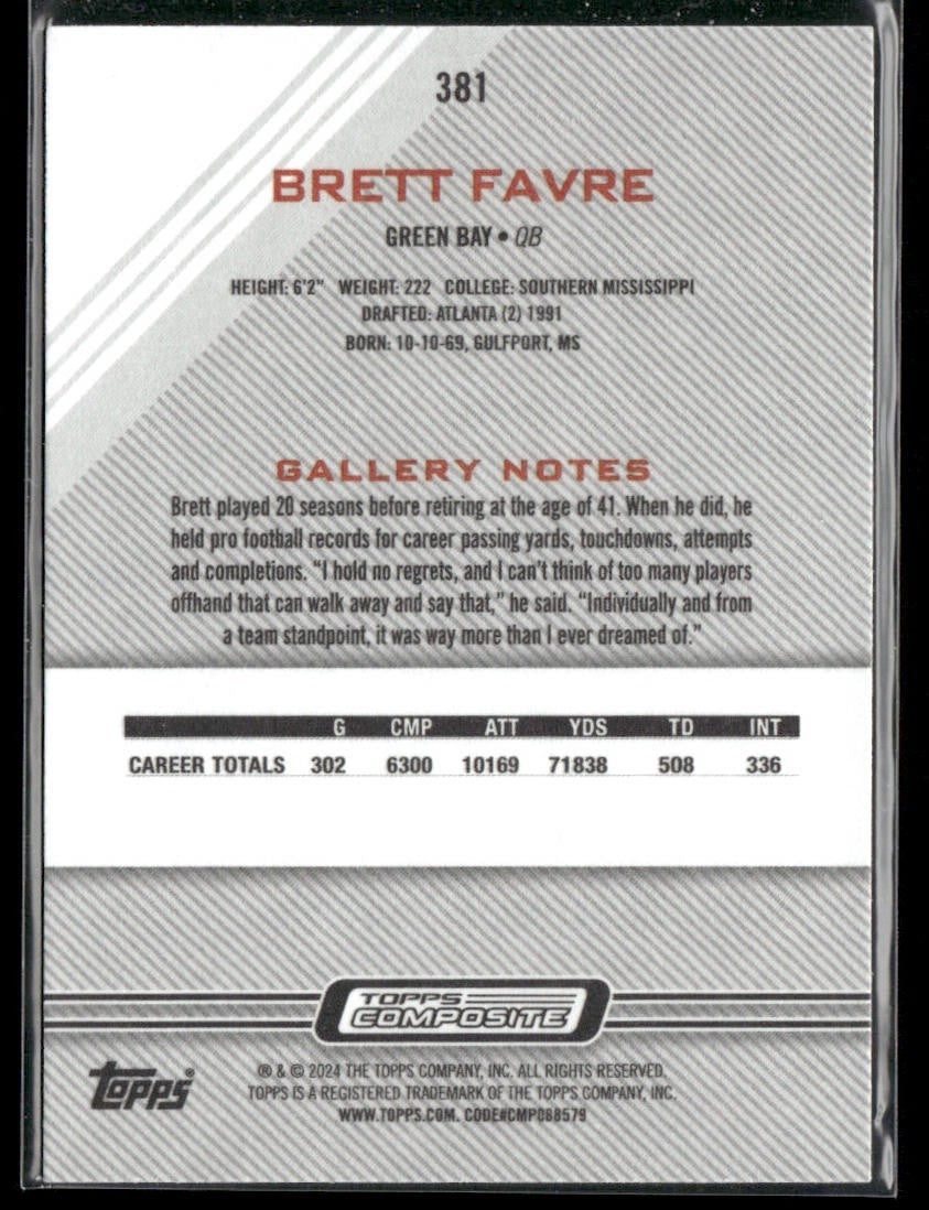 Brett Favre Player Lot Bundle 10 Different Football Cards BF002 Packers back