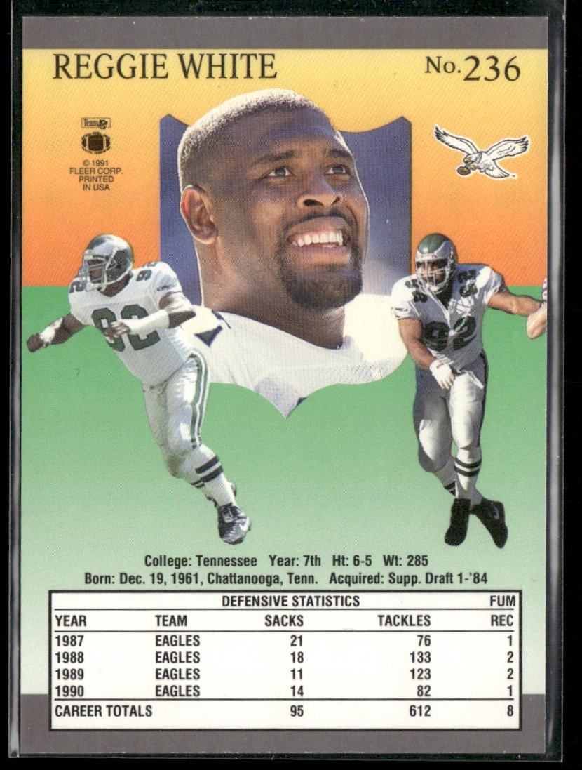 Reggie White Player Lot Bundle 10 Different Football Cards RW003 Eagles Packers back