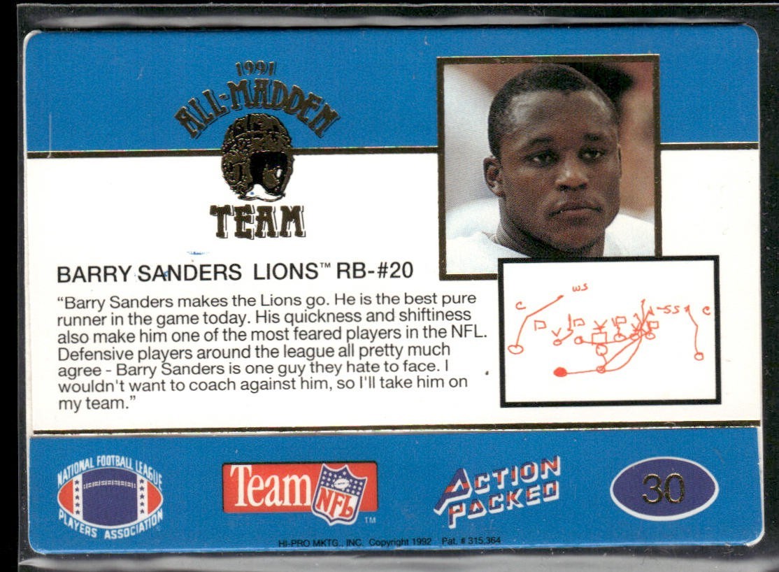 Barry Sanders Player Lot Bundle 10 Different Football Cards BS006 Lions back