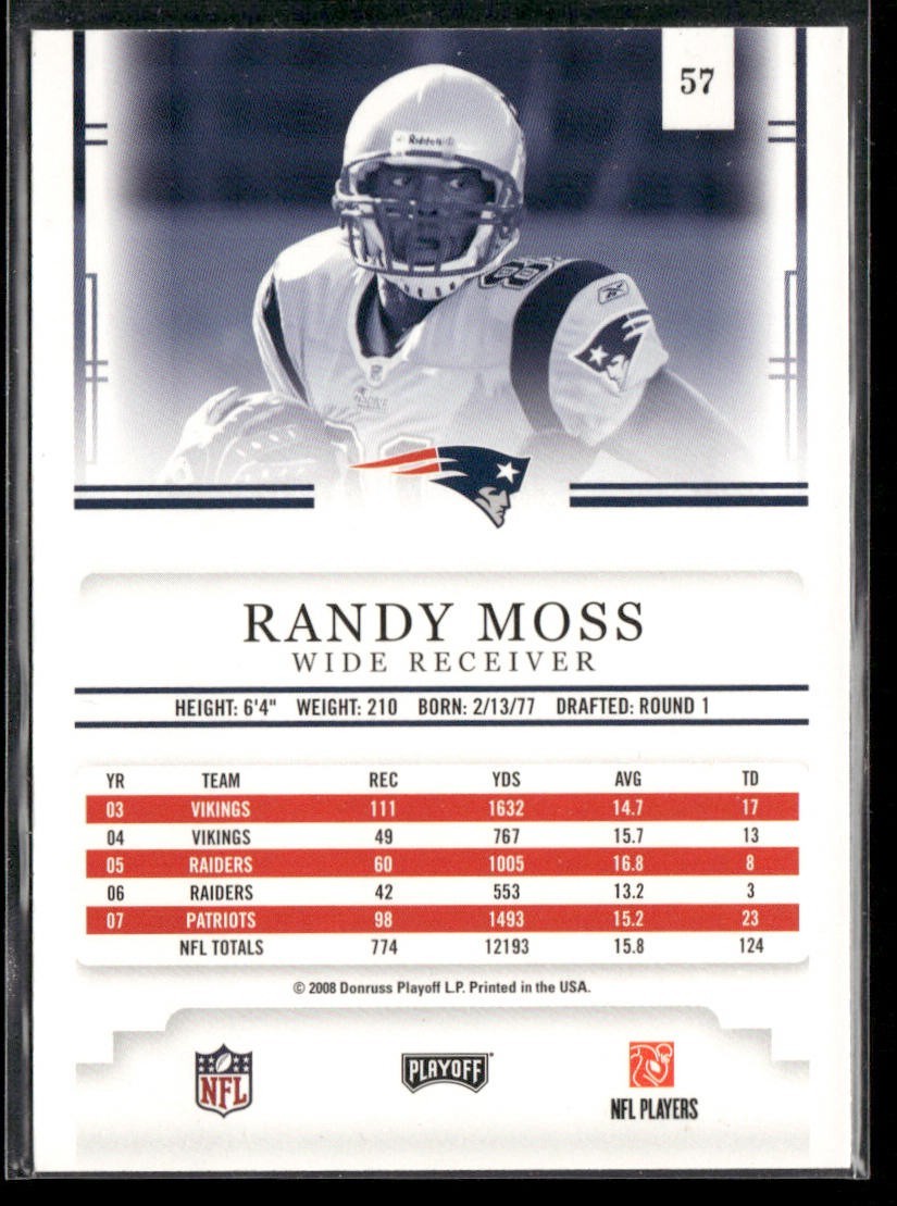 Randy Moss Player Lot Bundle 10 Different Football Cards RM003 Vikings Raiders back