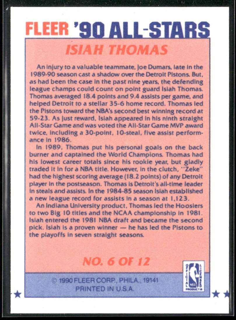 Isiah Thomas Player Lot Bundle 10 Basketball Cards IT001 Pistons back