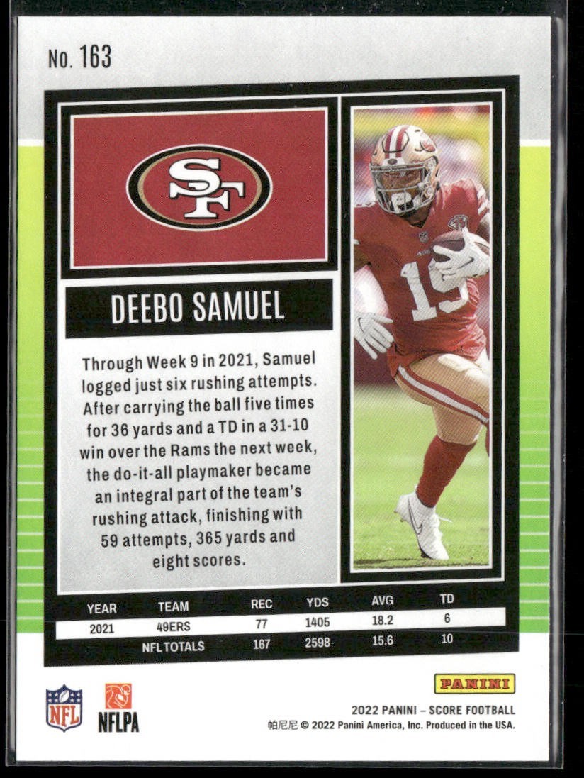 Deebo Samuel Player Lot Bundle 10 Different Football Cards DS001 San Fran 49ers back