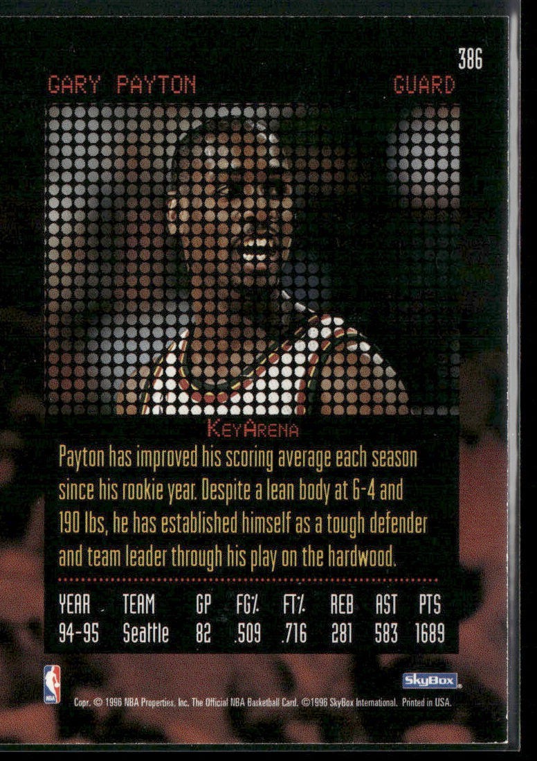 Gary Payton Player Lot Bundle 10 Basketball Cards GP003 Supersonics back