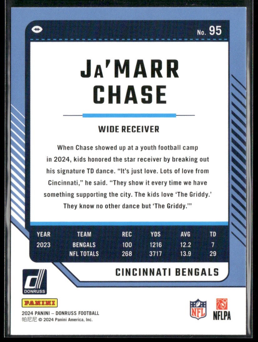 Ja'Marr Chase Player Lot Bundle 10 Different Football Cards JC004 Bengals 4 RC back