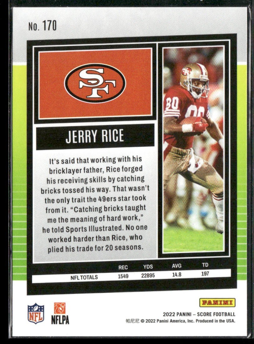 Jerry Rice Player Lot Bundle 10 Different Football Cards JR001 49ers back