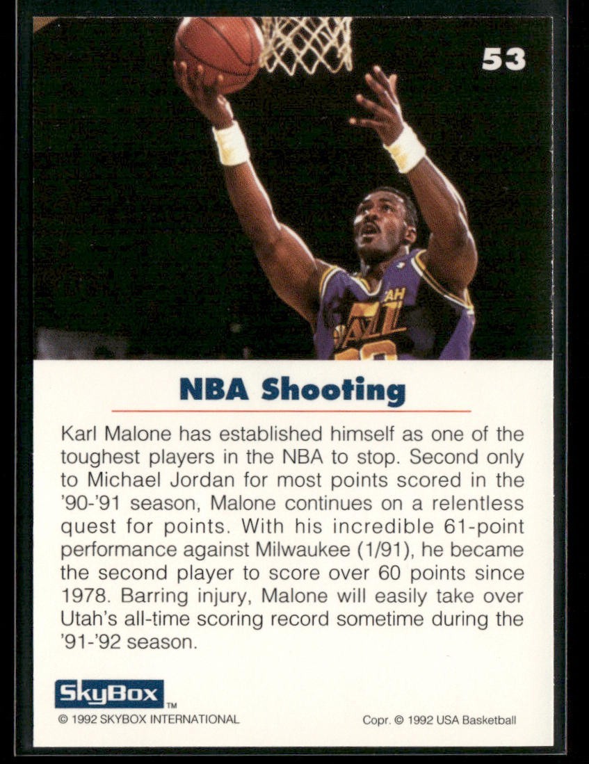 Karl Malone Player Lot Bundle 10 Basketball Cards KM001 Utah Jazz back