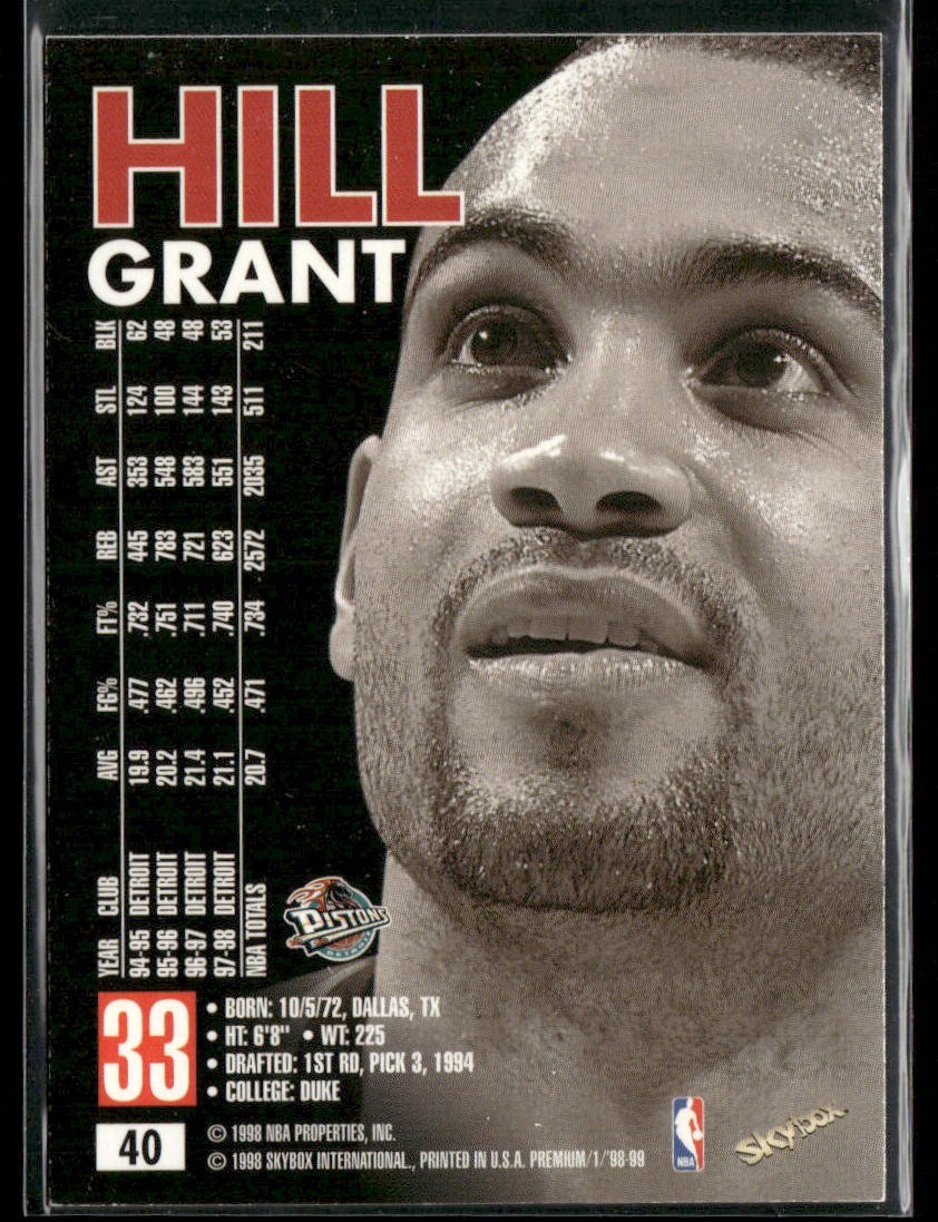 Grant Hill Player Lot Bundle 10 Basketball Cards GH001 Pistons 1 RC back