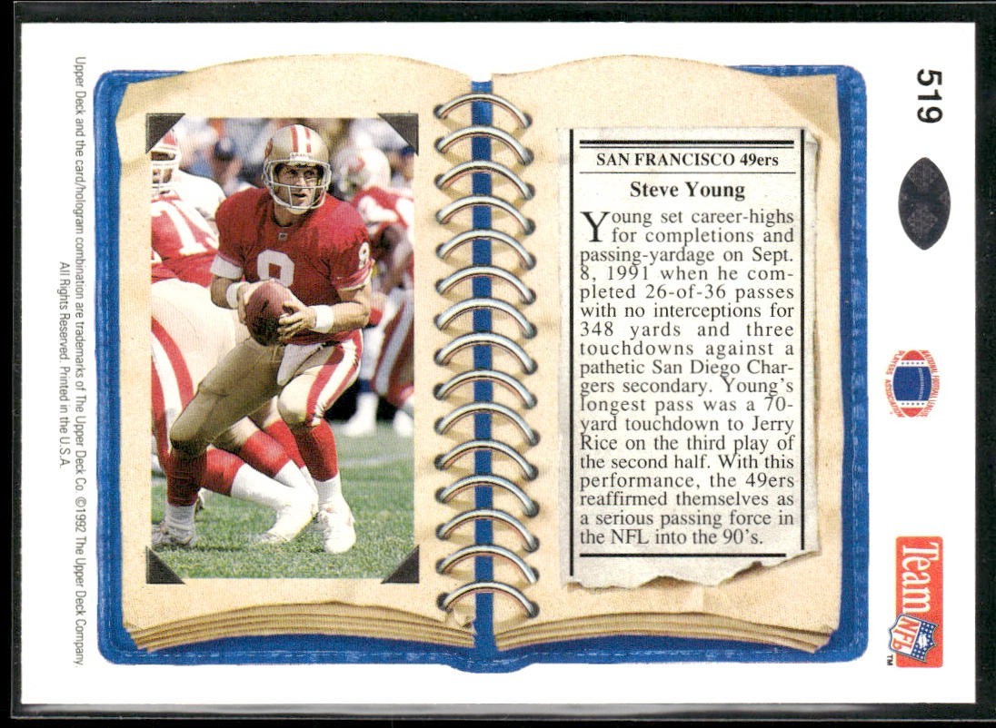 Steve Young Player Lot Bundle 10 Different Football Cards SY008 49ers back