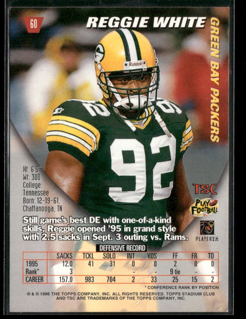 Reggie White Player Lot Bundle 10 Different Football Cards RW001 Eagles Packers back
