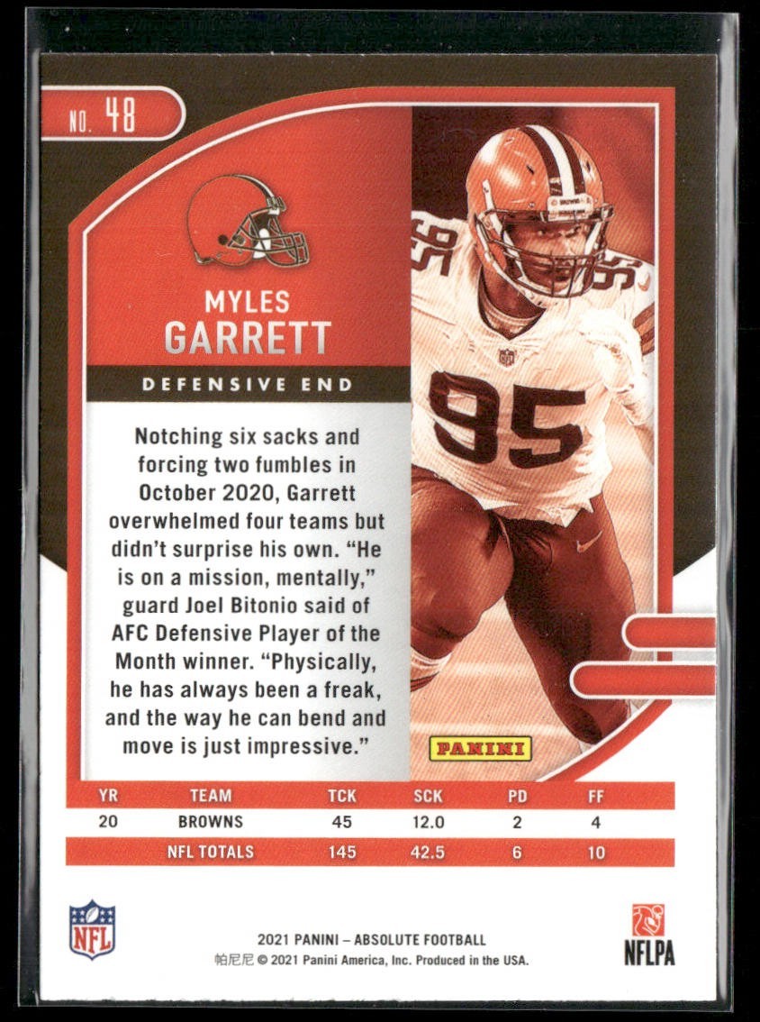 Myles Garrett Player Lot Bundle 10 Different Football Cards MG001 Browns back