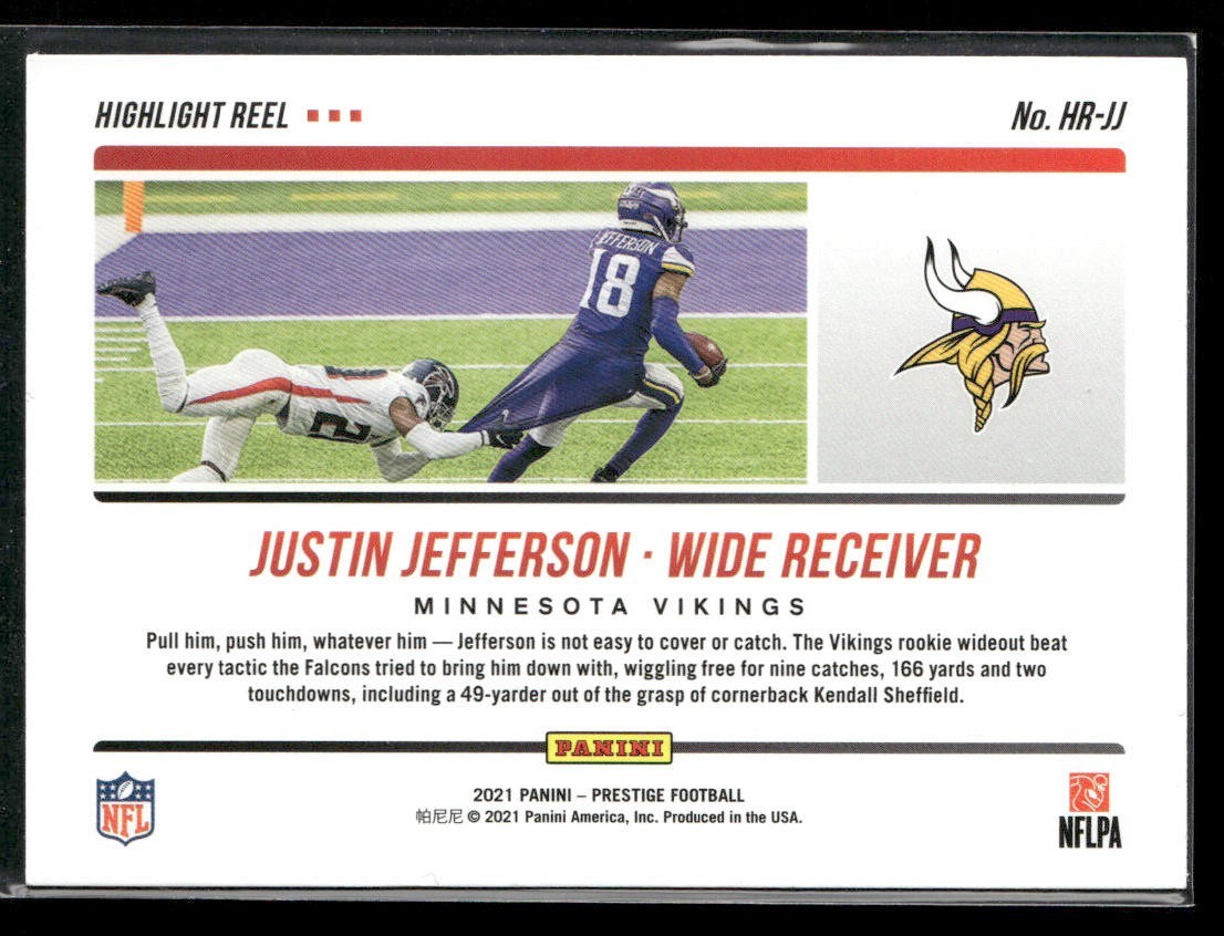Justin Jefferson Player Lot Bundle 10 Different Football Cards JJ003 Vikings back