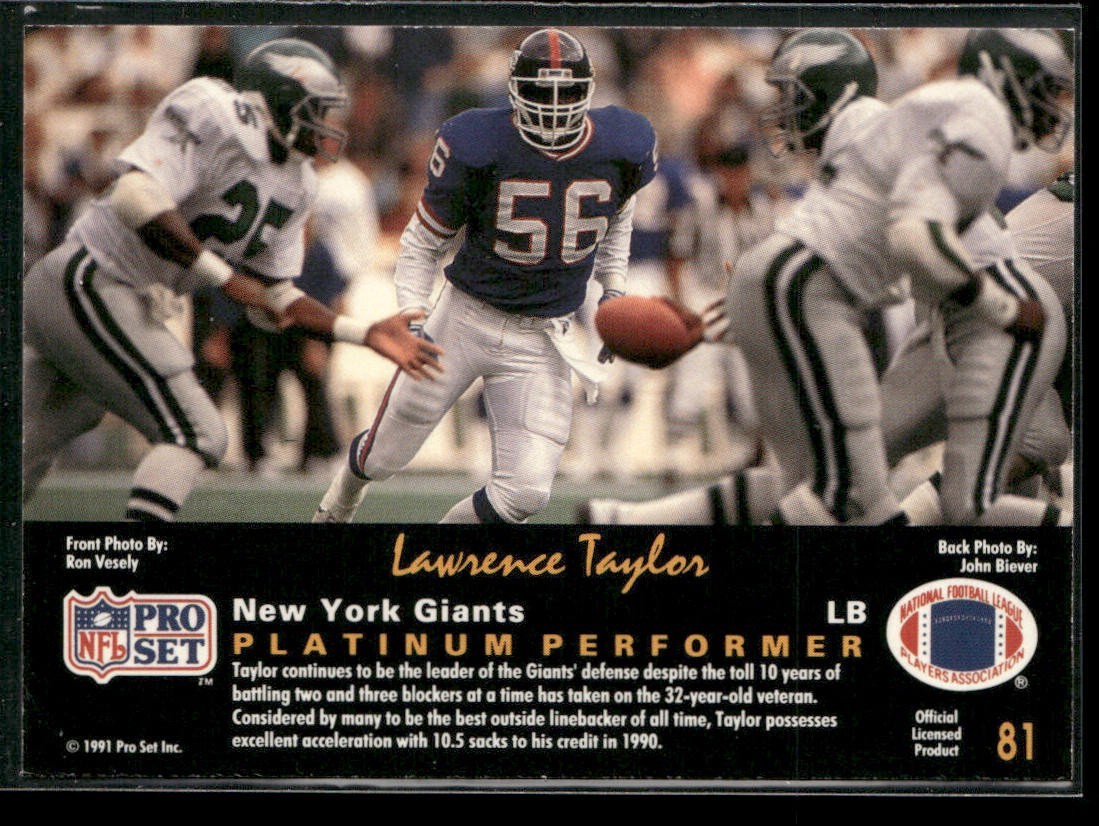 Lawrence Taylor Player Lot Bundle 10 Different Football Cards LT001 Giants back