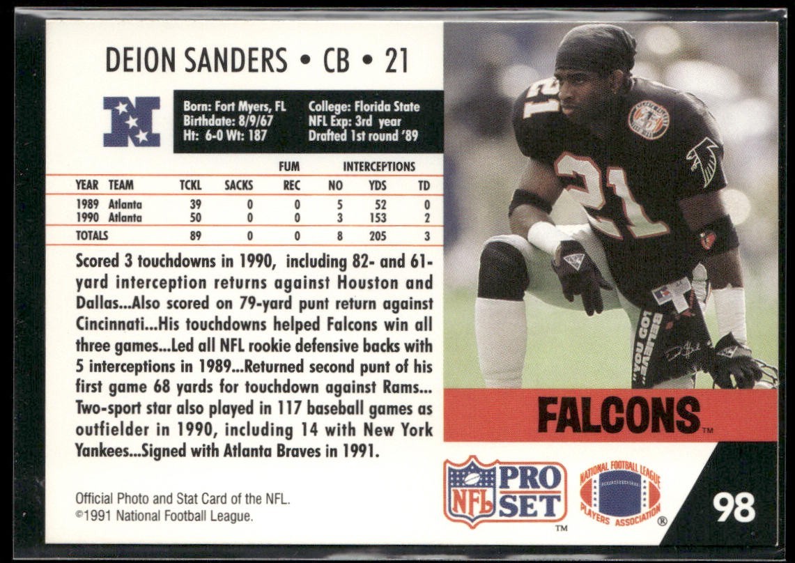 Deion Sanders Player Lot Bundle 10 Different Football Cards DS003 Falcons 49ers back