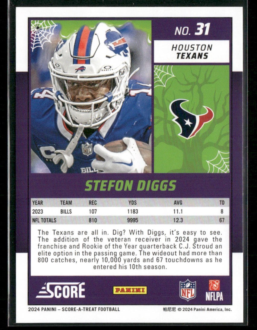 Stefon Diggs Player Lot Bundle 10 Different Football Cards SD001 Bills Vikings back