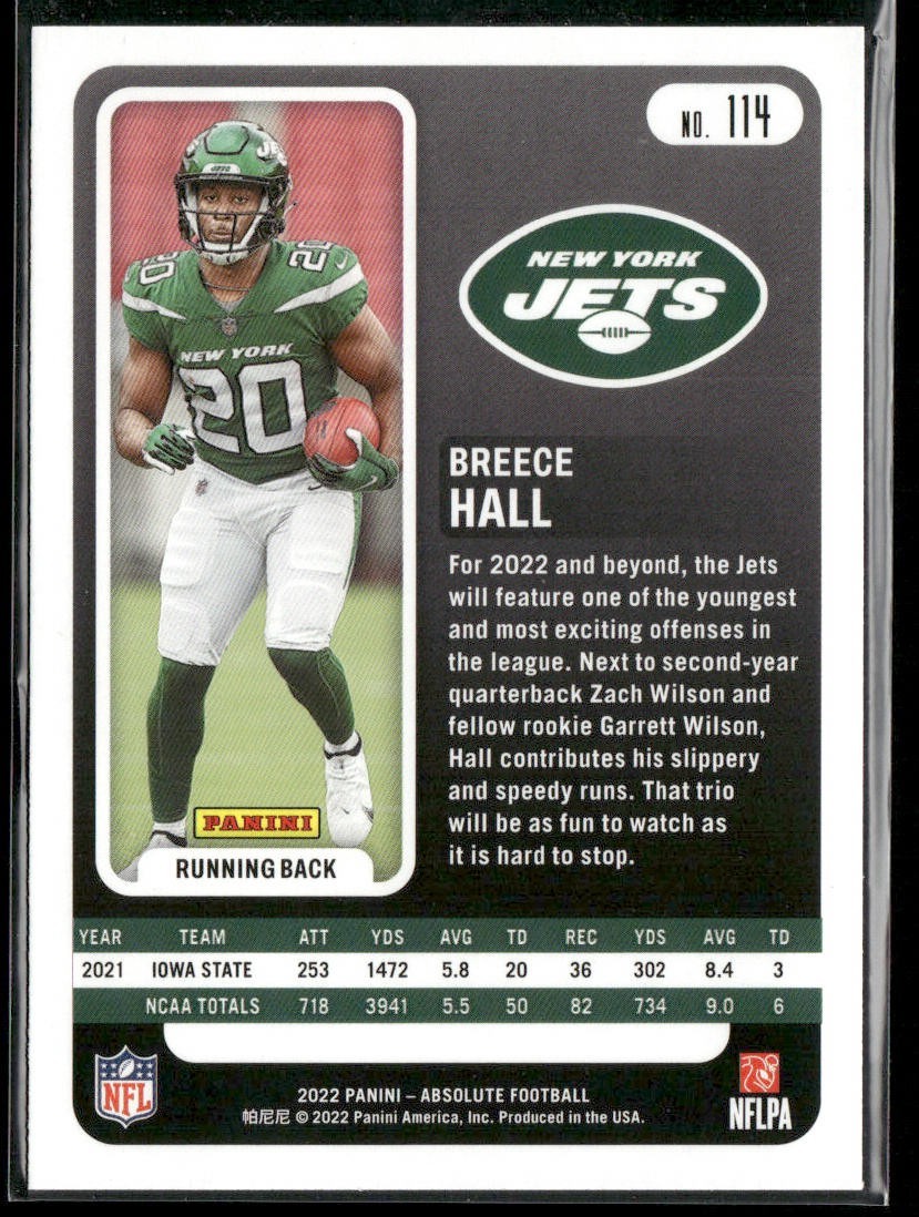 Breece Hall Player Lot Bundle 10 Different Football Cards BH001 Jets 4 RC back