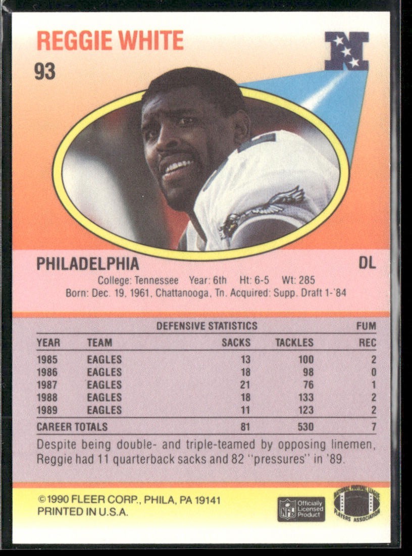 Reggie White Player Lot Bundle 10 Different Football Cards RW004 Eagles Packers back