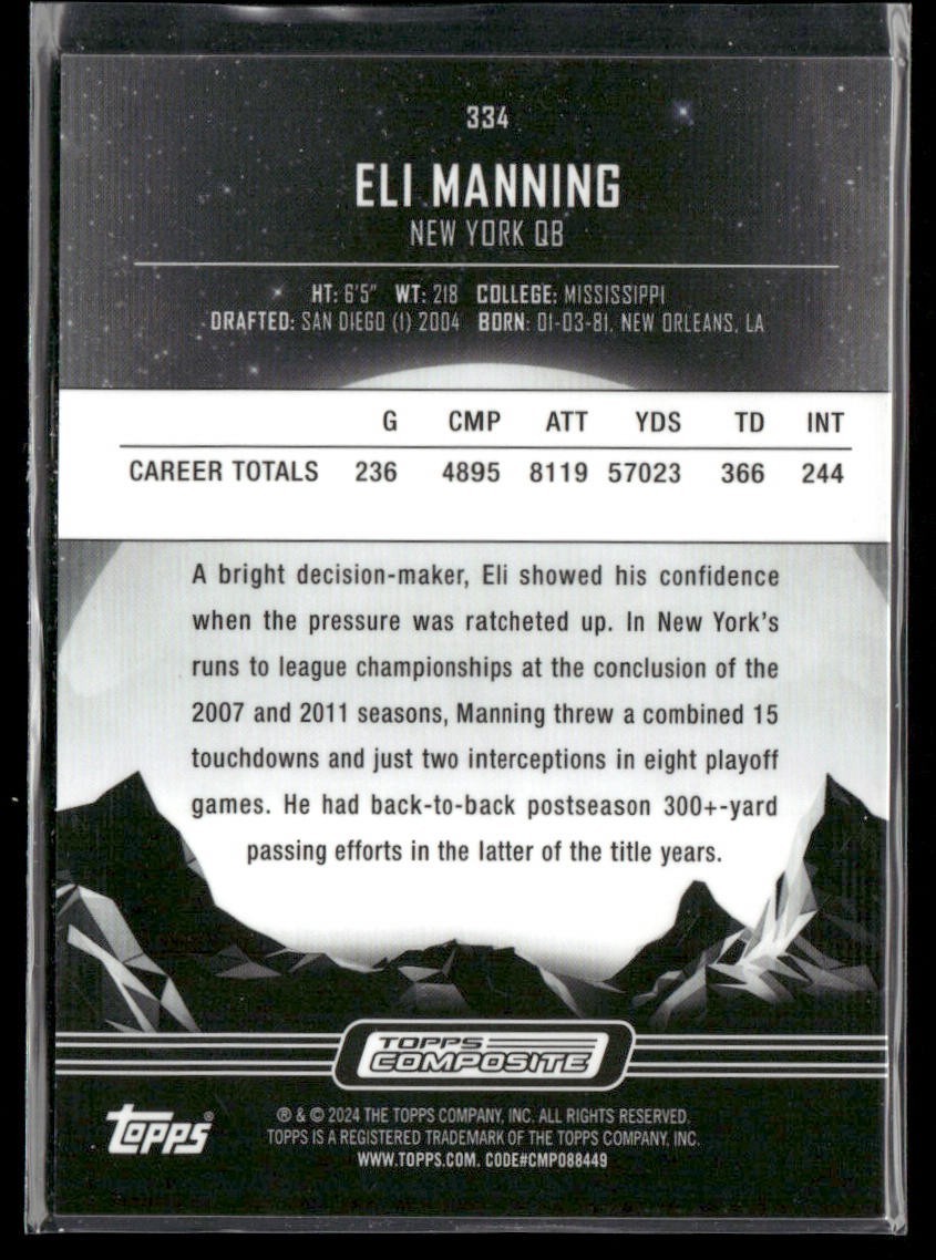 Eli Manning Player Lot Bundle 10 Football Cards EM001 Giants back