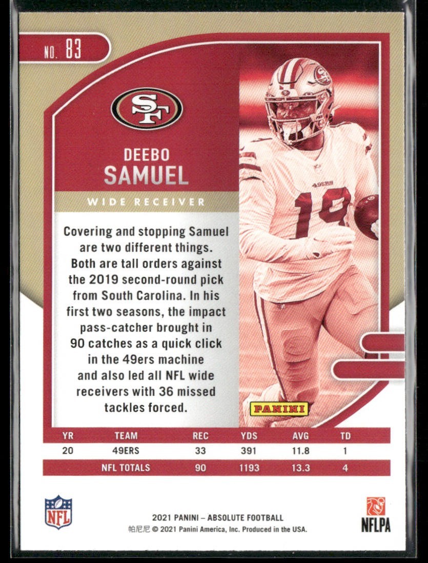 Deebo Samuel Player Lot Bundle 10 Different Football Cards DS002 San Fran 49ers back
