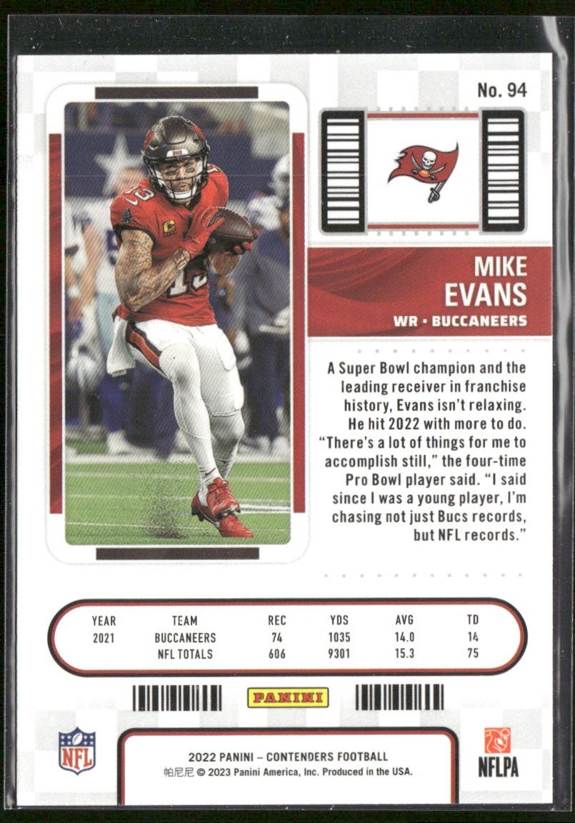 Mike Evans Player Lot Bundle 10 Different Football Cards ME001 Buccaneers back