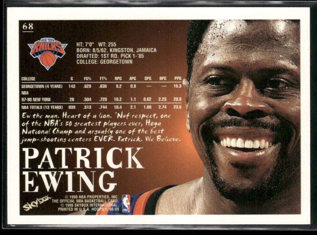 Patrick Ewing Player Lot Bundle 10 Basketball Cards PE004 New York Knicks back