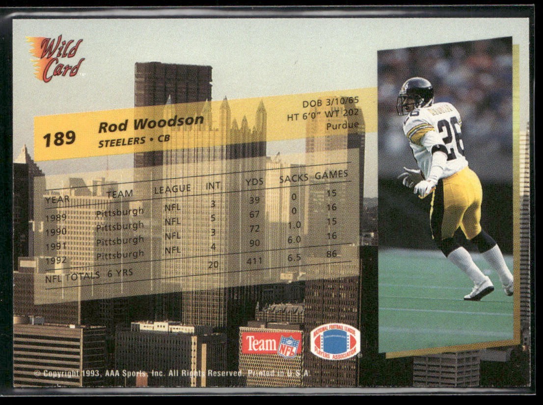 Rod Woodson Player Lot Bundle 10 Different Football Cards RW002 Steelers back