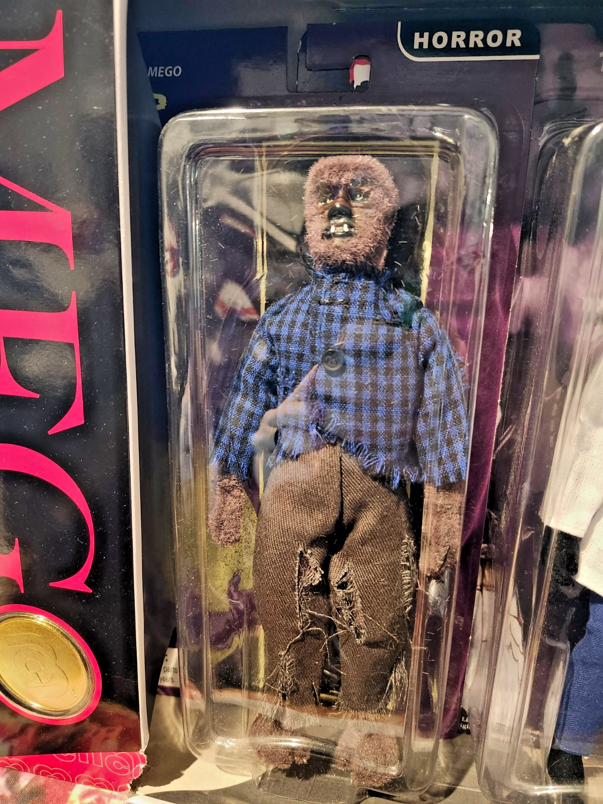 MEGO Horror and Legend 2-Pack | Werewolf and The Fly 8" With MEGO Gold Coin back