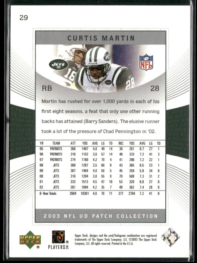 Curtis Martin Player Lot Bundle 10 Different Football Cards CM001 2 RC back