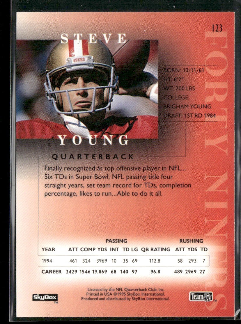 Steve Young Player Lot Bundle 10 Different Football Cards SY007 49ers back