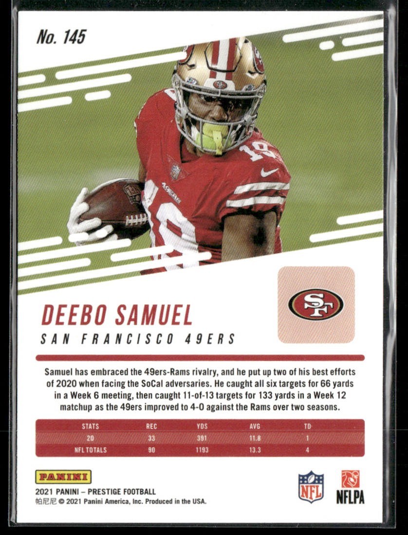 Deebo Samuel Player Lot Bundle 10 Different Football Cards DS001 San Fran 49ers back