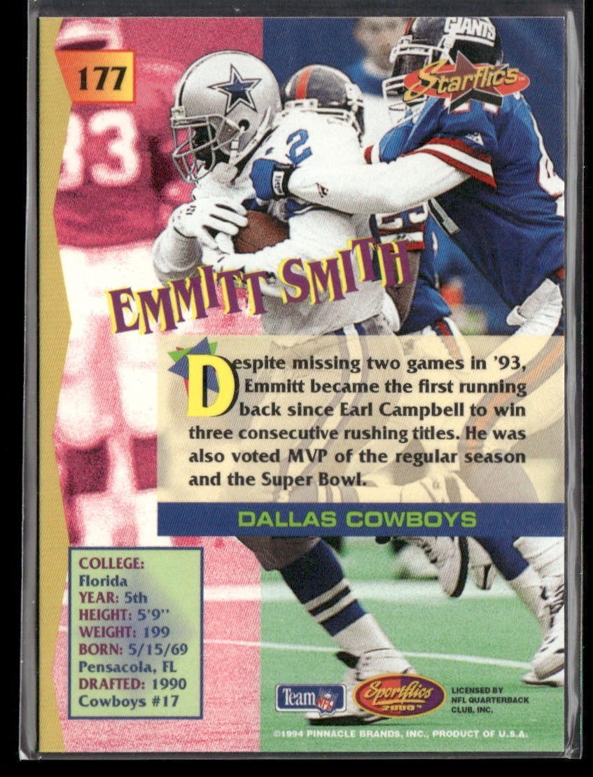 Emmitt Smith Player Lot Bundle 10 Different Football Cards ES003 Cowboys back