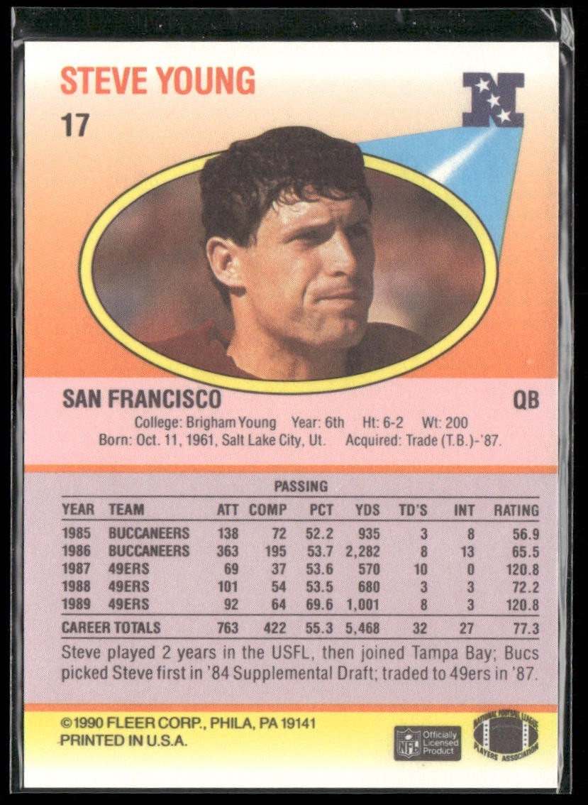 Steve Young Player Lot Bundle 10 Different Football Cards SY003 49ers back