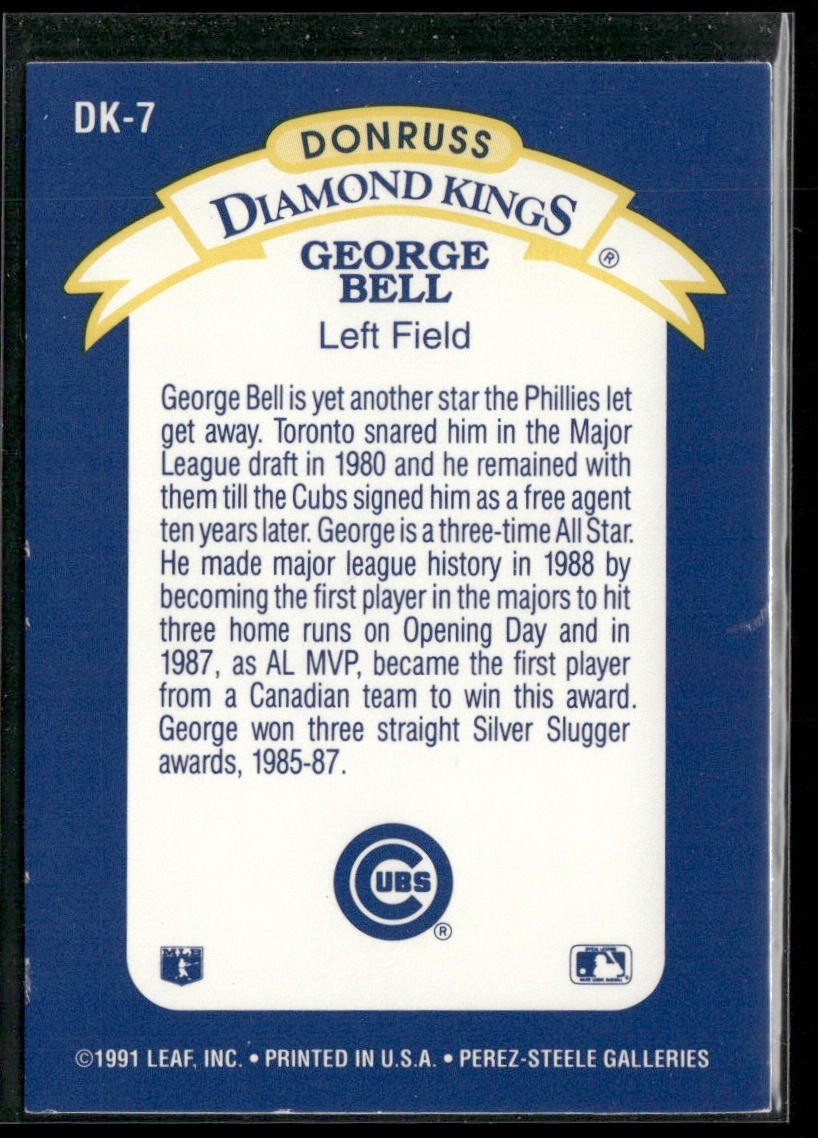 George Bell Player Lot Bundle 10 Different Baseball Cards GB001 Cubs back