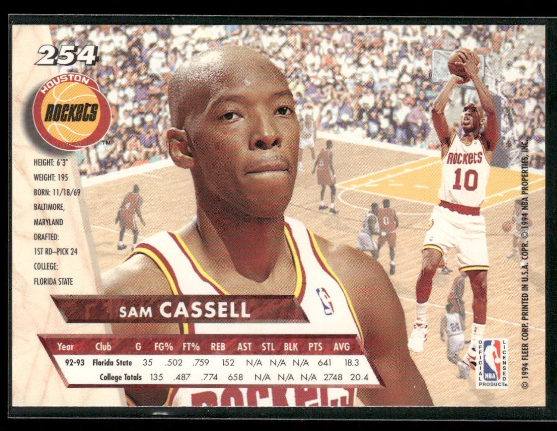 Sam Cassell Player Lot Bundle 10 Basketball Cards SC003 Rockets Nets 2 RC back