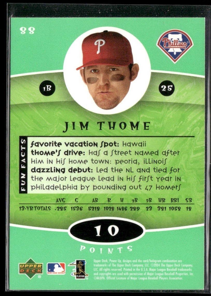 Jim Thome Player Lot Bundle 10 Different Baseball Cards JT001 Indians 1 RC back
