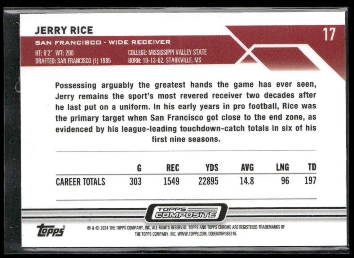 Jerry Rice Player Lot Bundle 10 Different Football Cards JR001 49ers back