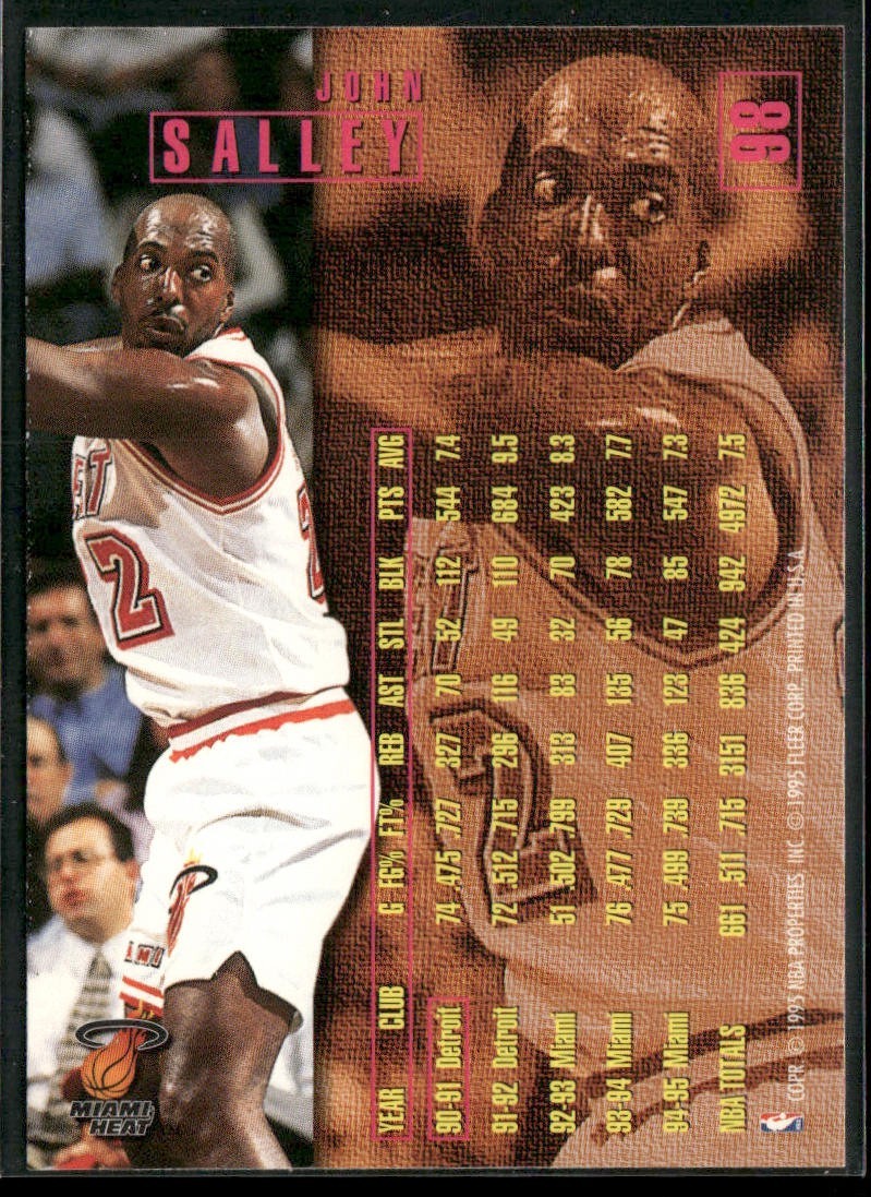 John Salley Player Lot Bundle 10 Basketball Cards JS001 Heat Pistons back
