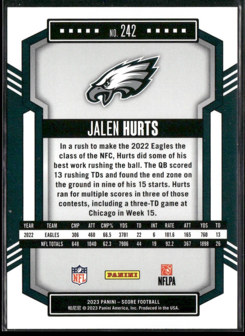 Jalen Hurts Player Lot Bundle 10 Different Football Cards JH004 Eagles back
