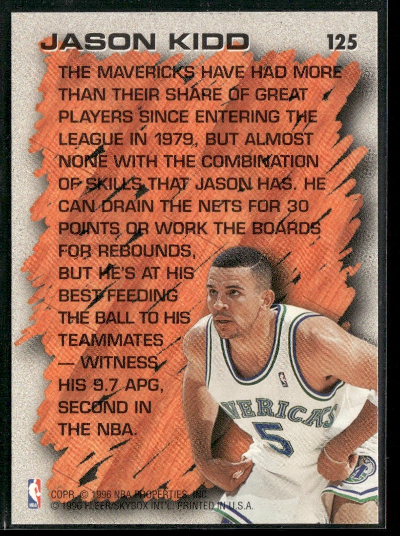 Jason Kidd Player Lot Bundle 10 Basketball Cards JK001 Mavericks 1 RC back
