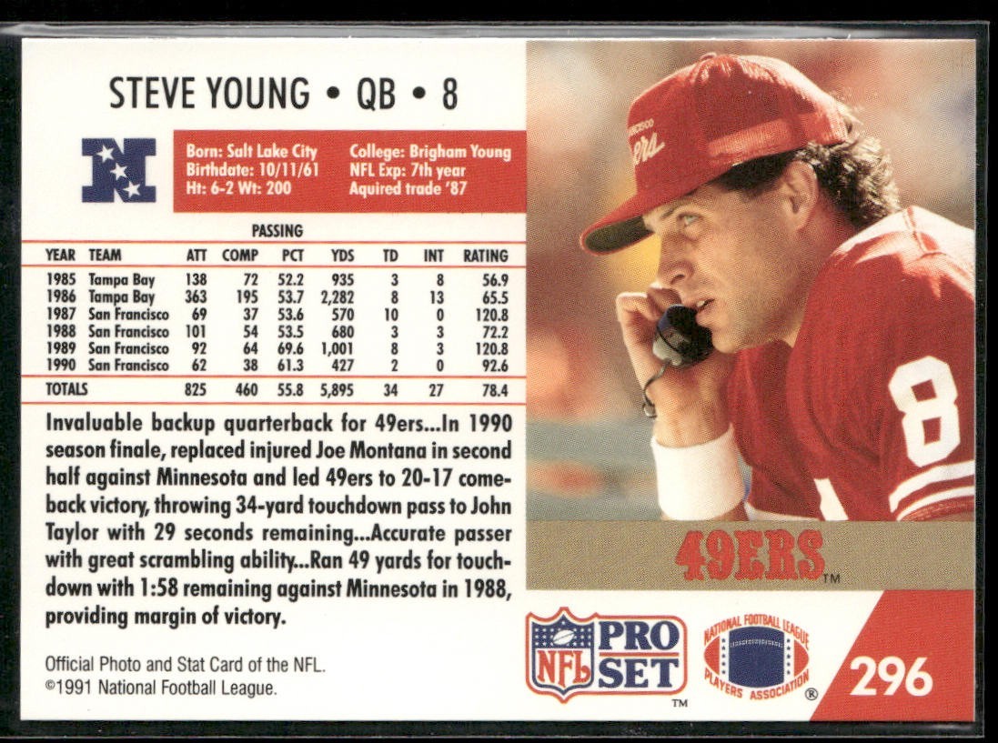 Steve Young Player Lot Bundle 10 Different Football Cards SY003 49ers back