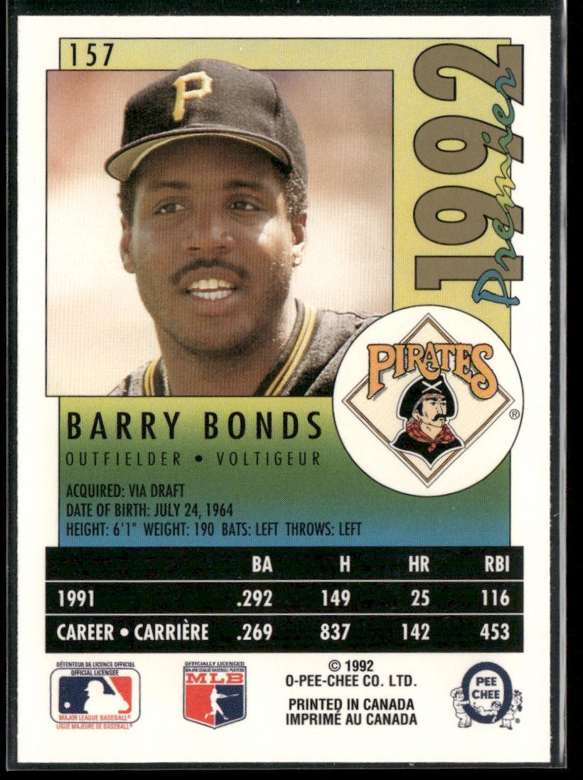 Barry Bonds Player Lot Bundle 10 Different Baseball Cards BB003 Giants Pirates back