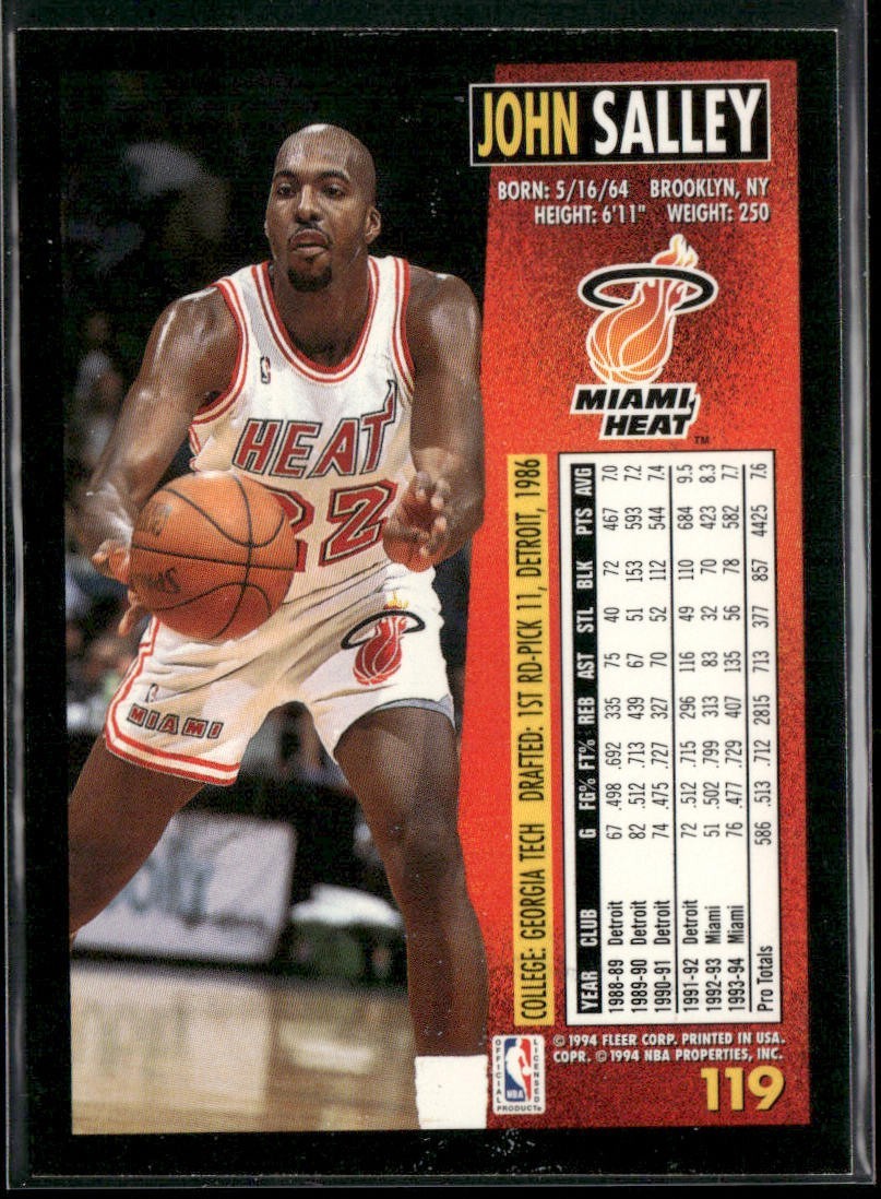 John Salley Player Lot Bundle 10 Basketball Cards JS002 Heat Pistons back