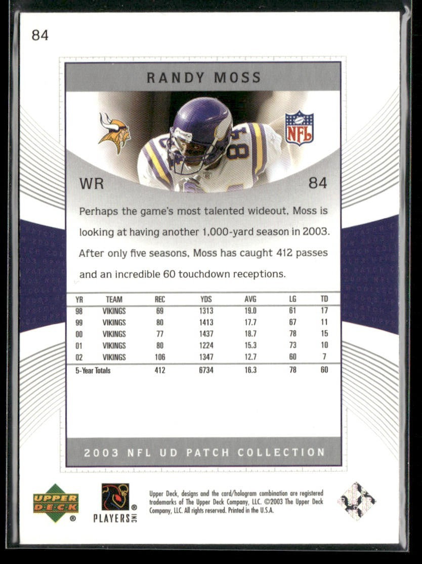 Randy Moss Player Lot Bundle 10 Different Football Cards RM001 Vikings Raiders back