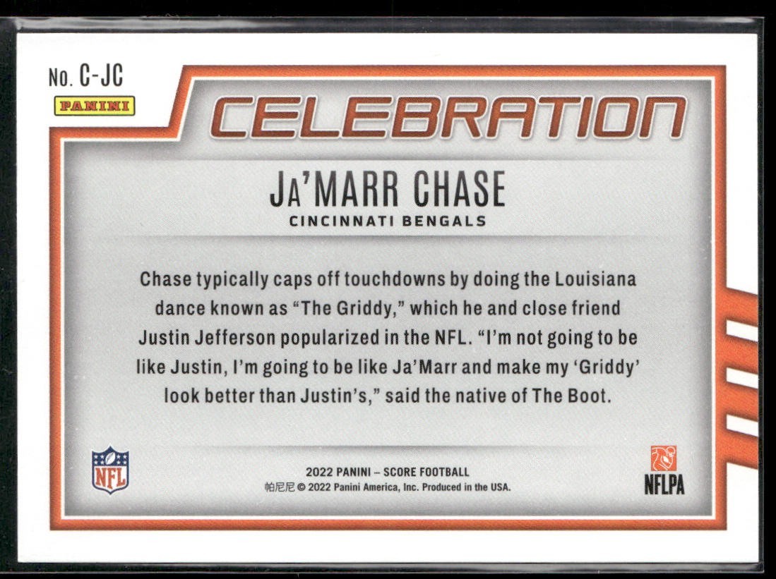 Ja'Marr Chase Player Lot Bundle 10 Different Football Cards JC001 Bengals 2 RC back