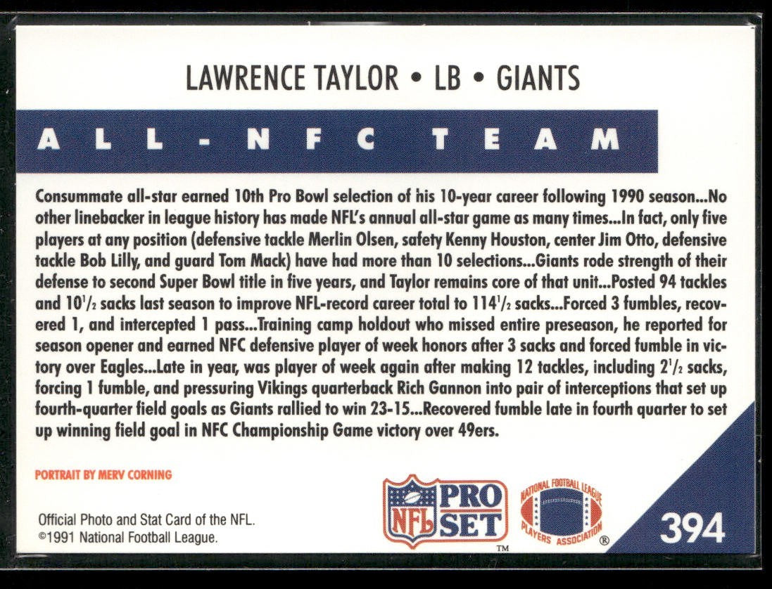 Lawrence Taylor Player Lot Bundle 10 Different Football Cards LT006 Giants back