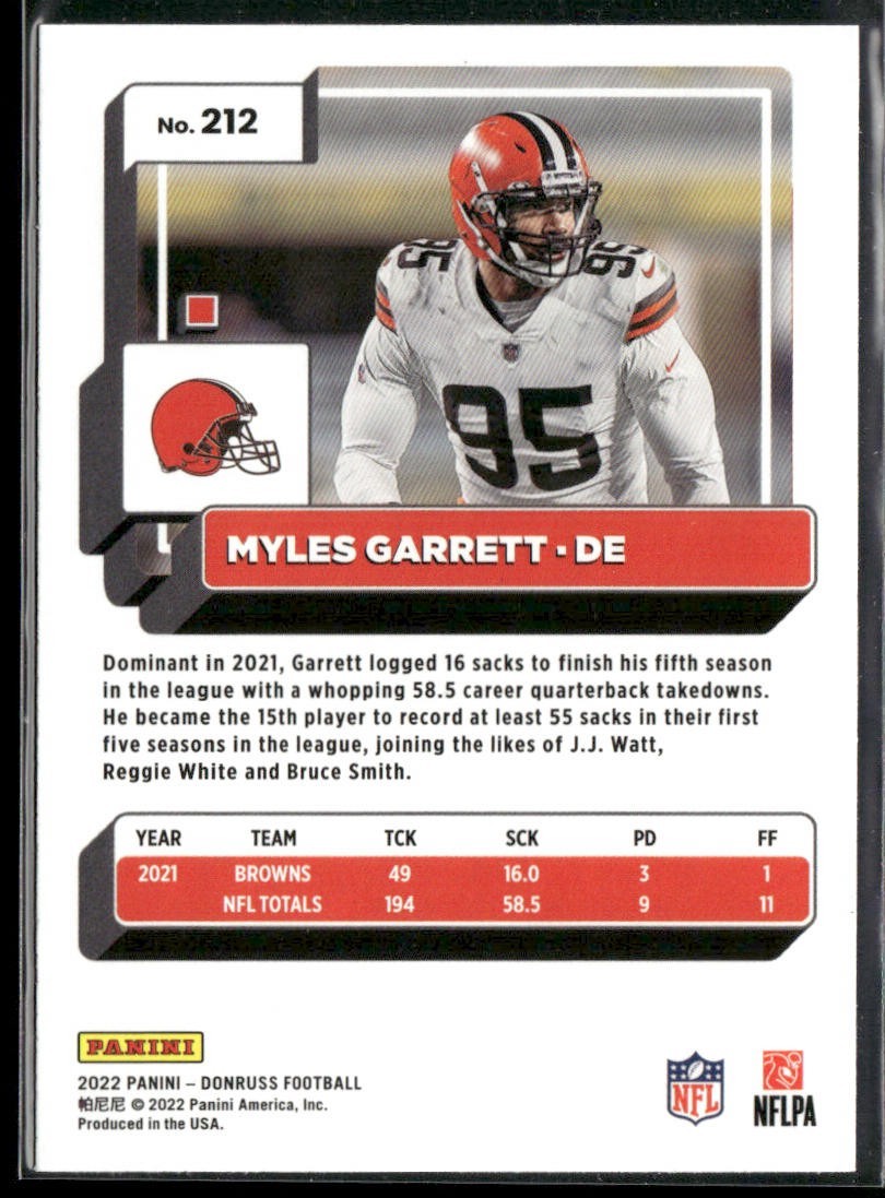 Myles Garrett Player Lot Bundle 10 Different Football Cards MG001 Browns back