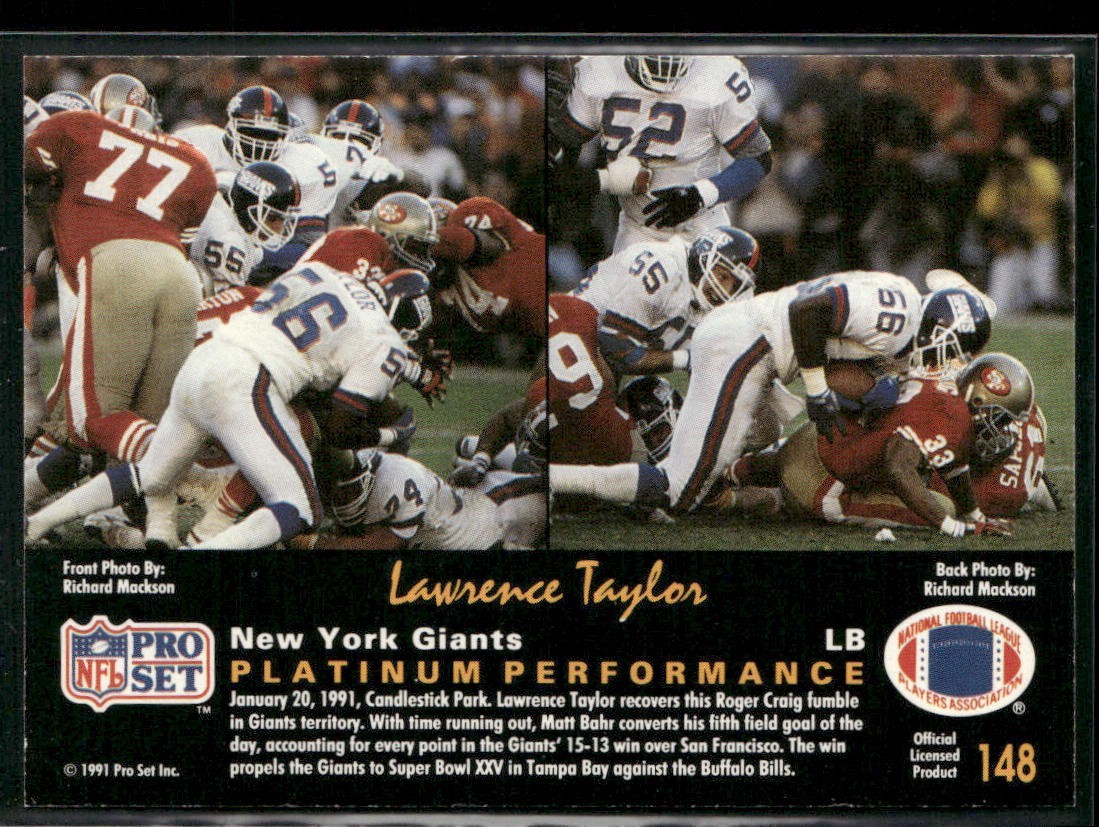 Lawrence Taylor Player Lot Bundle 10 Different Football Cards LT006 Giants back