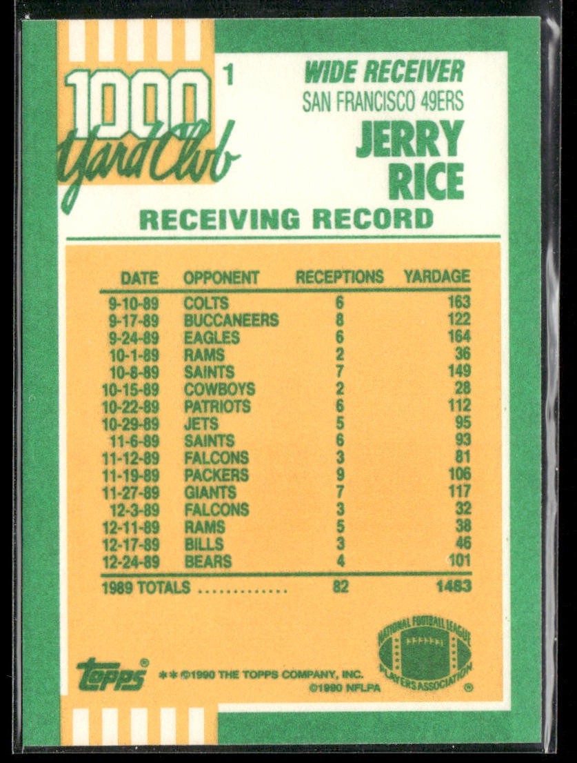 Jerry Rice Player Lot Bundle 10 Different Football Cards JR009 49ers back